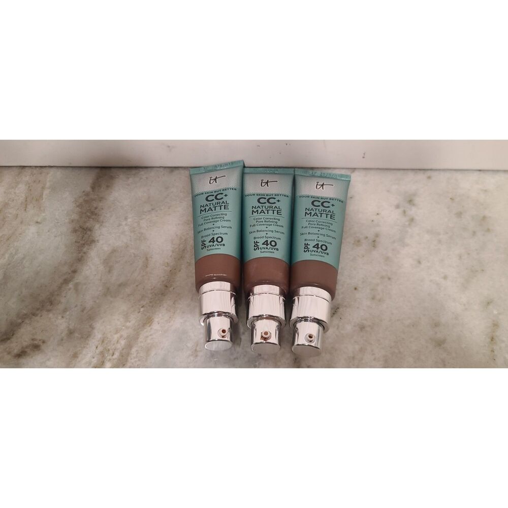 IT CC+Natural Matte Full Coverage Cream Lot of 3-Deep Exp 01/26 SPF 40